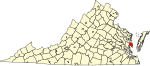 Map of Virginia highlighting Mathews County